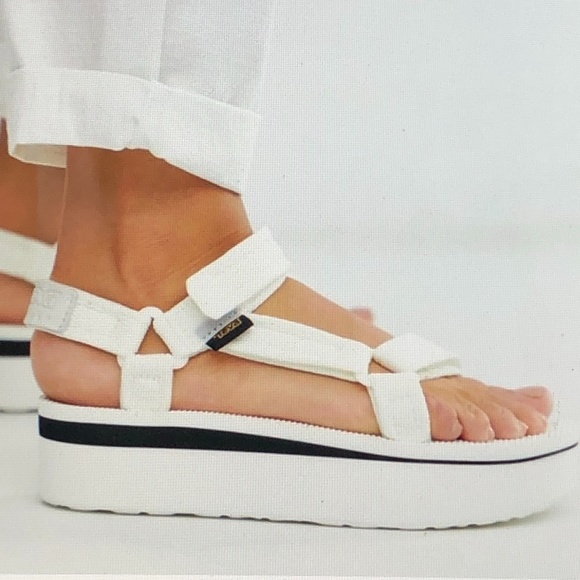 teva platform sandals white